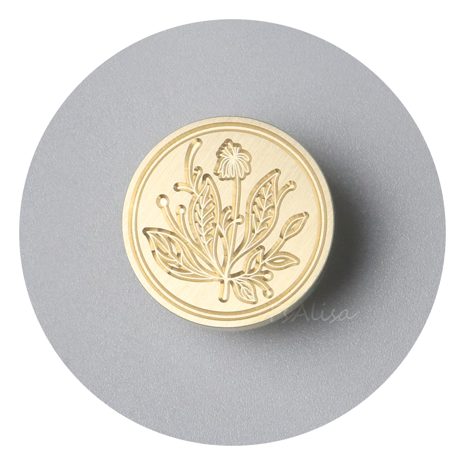 fsalisa Brass Flower Plant Wax Stamp Head, Botanical Design, Gold, 25mm, Wedding Invitations, Greeting Cards, Envelopes, Gift Wrap