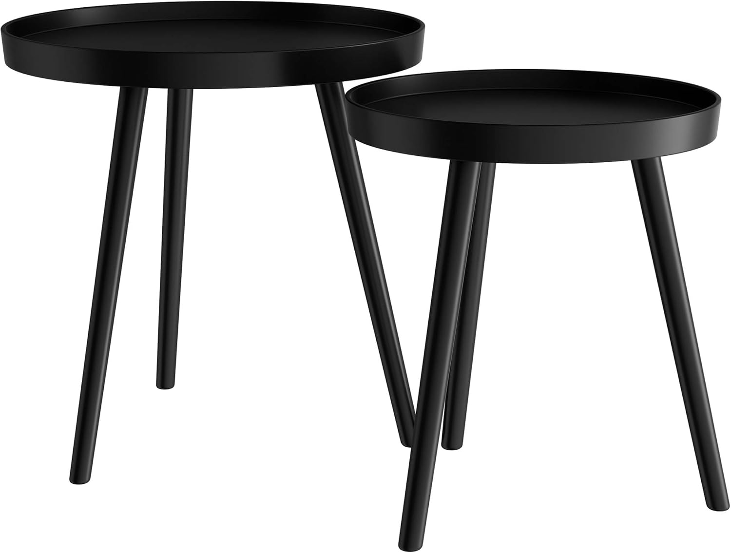 Lavish Home Contemporary Decor and Home Accent Table with Tray Top (Black, Set of 2),: Furniture & Decor