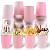 AimFun 100 Pcs Pink Paper Cups 9oz Gradient Pink Party Cups Valentine's Day Disposable Coffee Beverage Drinking Cups for Coquette Bridal Shower Birthday Pink Bow Party Supplies