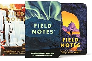 Field Notes: National Parks Series (Series E - Denali, Cuyahoga, Olympic) - Graph Paper Memo Book 3-Pack - 3.5 x 5.5 Inch