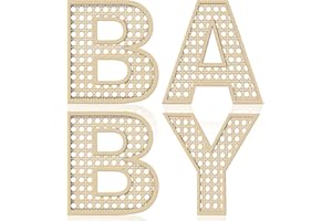 SHE LOVE Baby Letters for Baby Shower Wooden Rattan Letters 8 inch 4Pcs for Nursery Wall Decor Large Boho Sign Alphabet Letter for Baby Boy Girl Shower Bedroom Newborn Birthday Gift Home Decorations