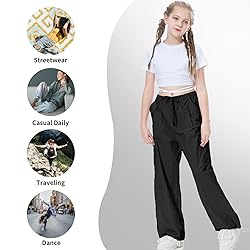 Rolanko Parachute Pants for Girls Baggy Y2K Cargo