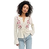 For Love & Lemons Women's Molly Embroidered Knit Cardigan