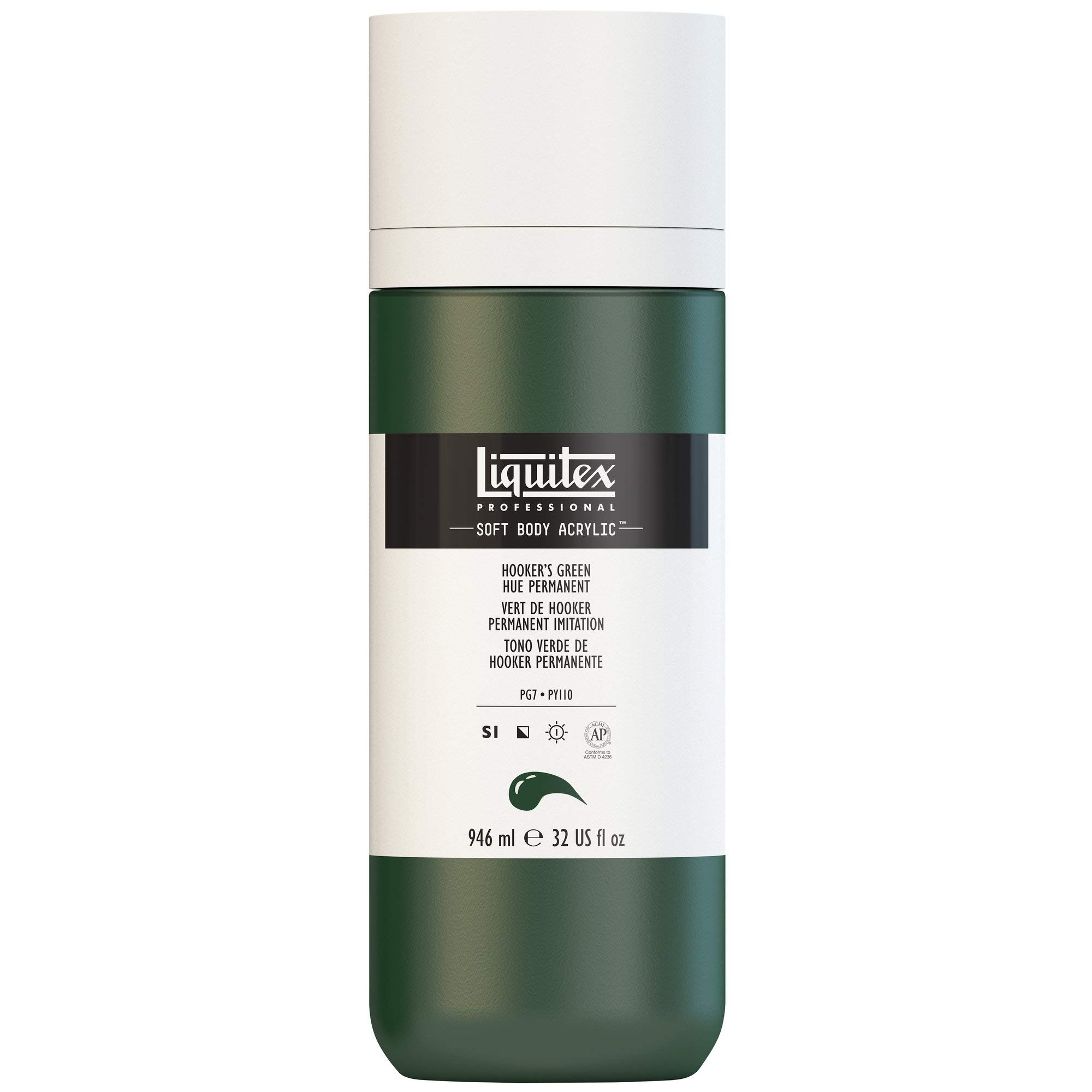 Liquitex Professional Soft Body Acrylic 32-oz Bottle, Hooker's Green Hue Permanent