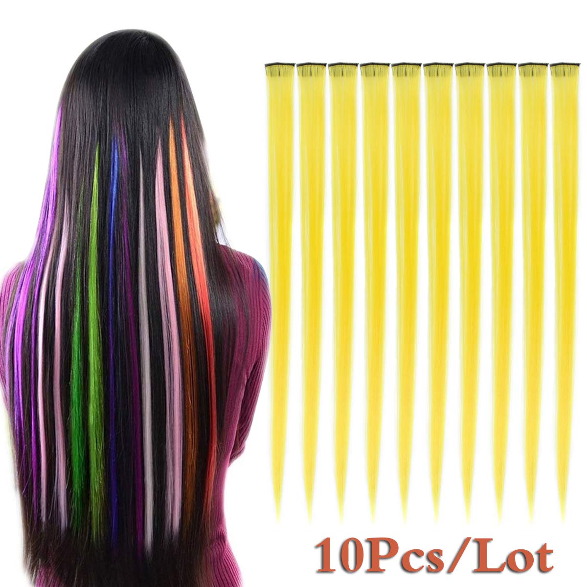Clip in Hair Extensions, Color extended hair, 21 Inch