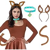 WATCPNO Halloween Dog Headband Collar and Tail 3 Piece Set, Classic Cosplay Costumes Accessories Women for Halloween