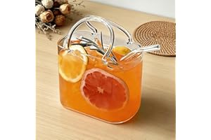 Purse Drinking Glass,Glass Purse for Drinks,Unique Wine Glasses with Straw,Handbag Vases for Cute Room Decor,for Wine,Fruit J