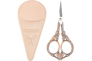 TTCHICUT Embroidery Scissors, Small Sharp Tip Stitching for Cross Stitch Cutting, Craft, Art, DIY Sheath Tool Faux Leather(Co