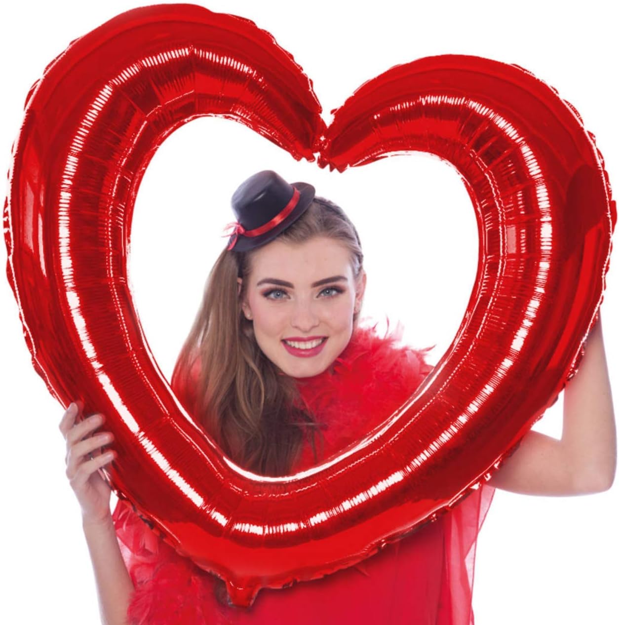 Generique Foil Balloon Heart Shaped Picture Frame Red, Red/Reddish Brown, standard size