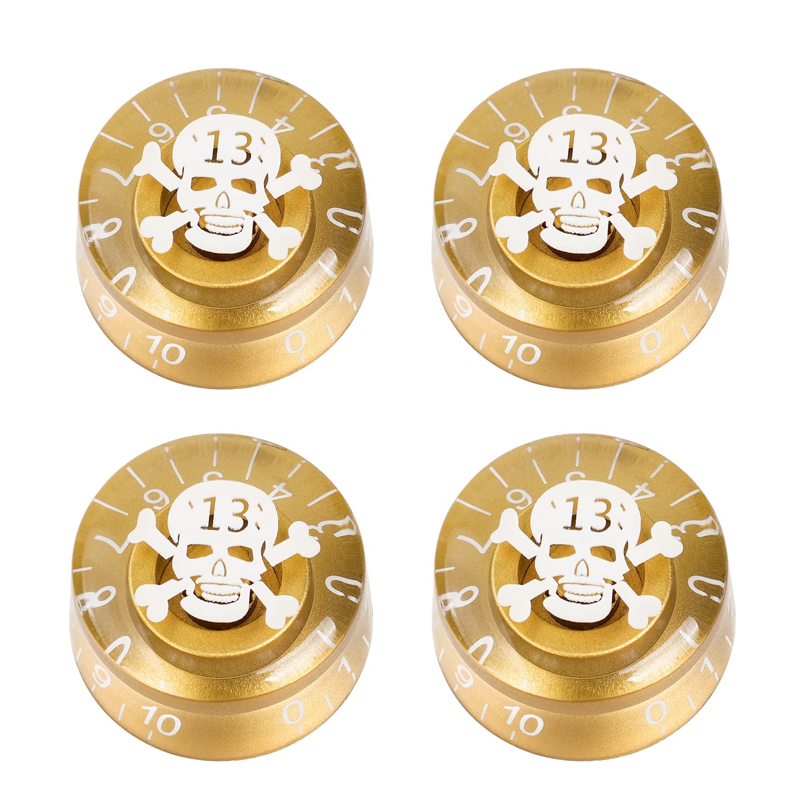 Banworks Electric Guitar Control Knobs 2 Tone + 2 Volume Knobs Speed Knobs Top Hat Metric 6mm (15/64") 18-Spline for Epiphone Les Paul SG Electric Guitars Pack of 4 JT/XN-02 Golden with White Pattern