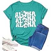 Hawaiian Shirts for Women Hawaii Shirt Tropical Beach Tshirt Graphic Tees Vacation Outfits Summer Casual Party Tops