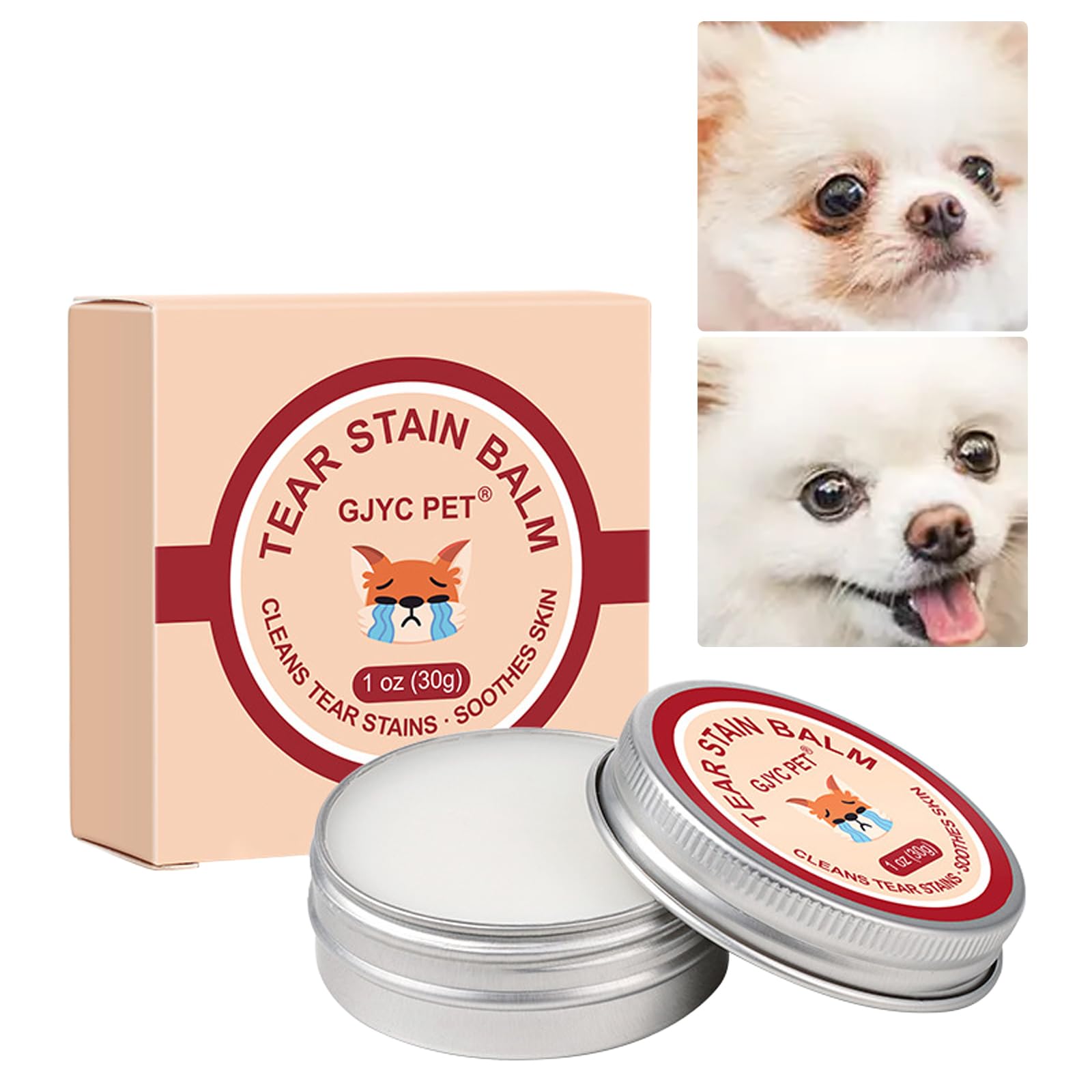 Bisienya Dog Tear Stain Remover,Pet Tear Stain Remover Balm,Natural Eye Care for Dogs and Cats,Tear Stain Remover for Dogs Eyes,Gently Cleanses and Restores Sparkling Eyes(30g)