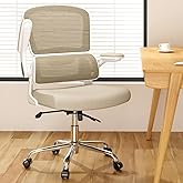 Logicfox Office Chair, Ergonomic Desk Chair - Thick Cushion Adjustable Height Computer Chair with Lumbar Support and Flip-up Armrests, Home Office Desk Chairs, Swivel Executive Task Chair