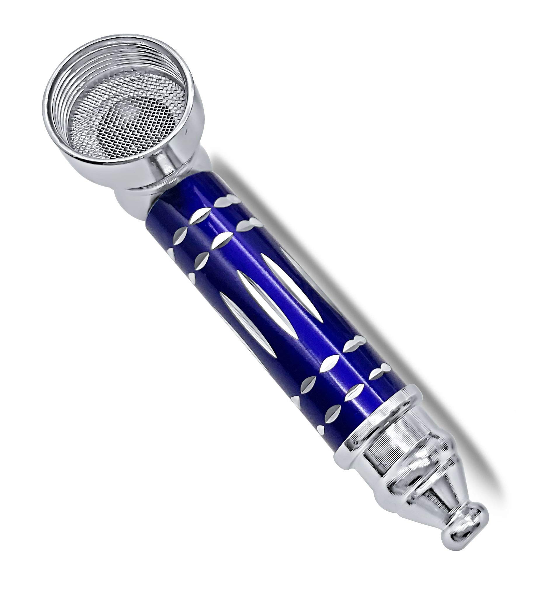 Metal Smoking Pipes Tobacco Pipe Cigarette Holder Free 5 Screens (Blue)