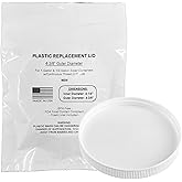 110/400 Screw-On Food-Grade Lid, 4-3/8″ OD Measured at Lid Top, USA-Made, Fits Plastic Glass Larger-Mouth Containers ½–1 Gallon, Barrel Jars 1–2.5 Gal (White, Foam Liner)