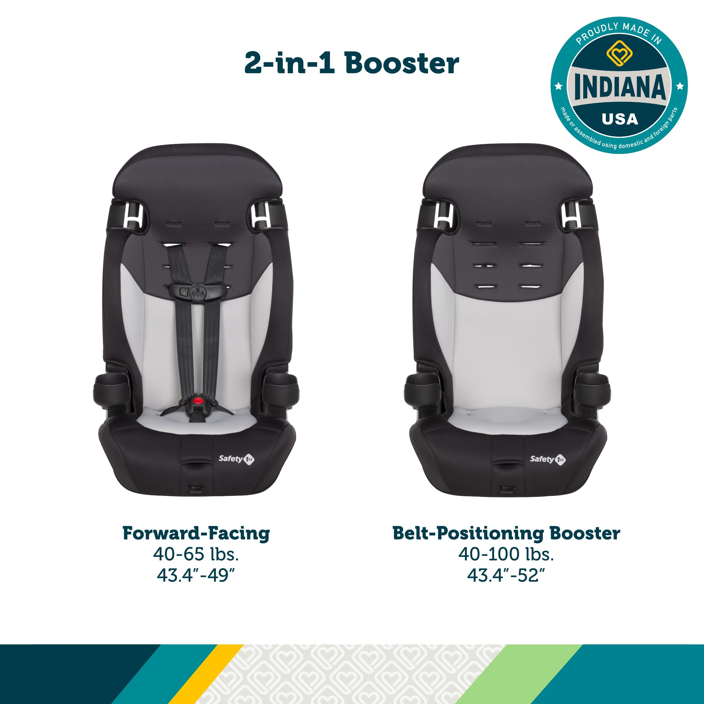 Safety 1st Grand 2-in-1 Booster Car Seat, Forward-Facing with Harness, 30-65 pounds and Belt-Positioning Booster