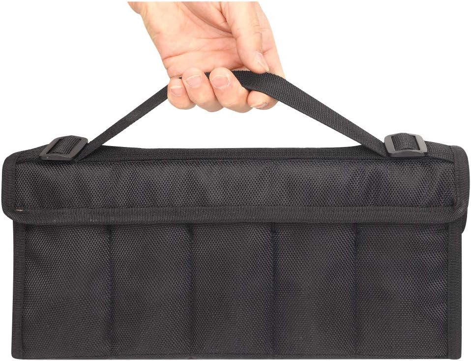 Pocket Knife Roll, Durable Folding Knife Storage Case, Small Knife Holder Carrier Organizer With 10 Slots, Heavy Duty Oxford Fabric, Magic Tape Closure, Travel Friendly Carry Handles Design (Black): Kitchen & Dining