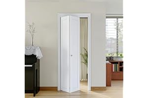 JUJUBON Bi-Fold Doors for 30" x 80" Opening, Solid MDF Panel Closet Door Hardware Kit Included, Interior Folding Door Pre-Drilled Holes Easy Assembly