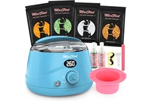 MaxFlat Waxing Kit for Women & Men, Digital Wax Pot Hard Wax Kit with Upgrade Brazilian Wax for Full Body Armpit Leg Bikini Waxing (Blue)