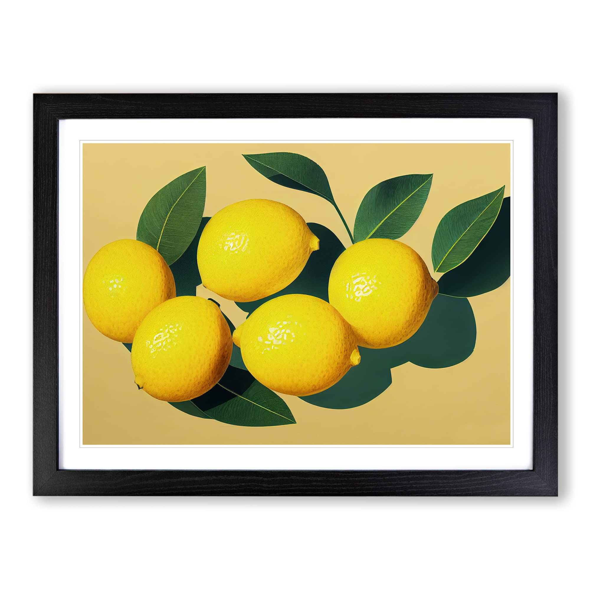 Citrus Fruit Lemons Vol.1 Framed Print | A4 Black Framed Wall Art | Ready to Hang | Modern Food Picture | Living Room Bedroom Lounge Office
