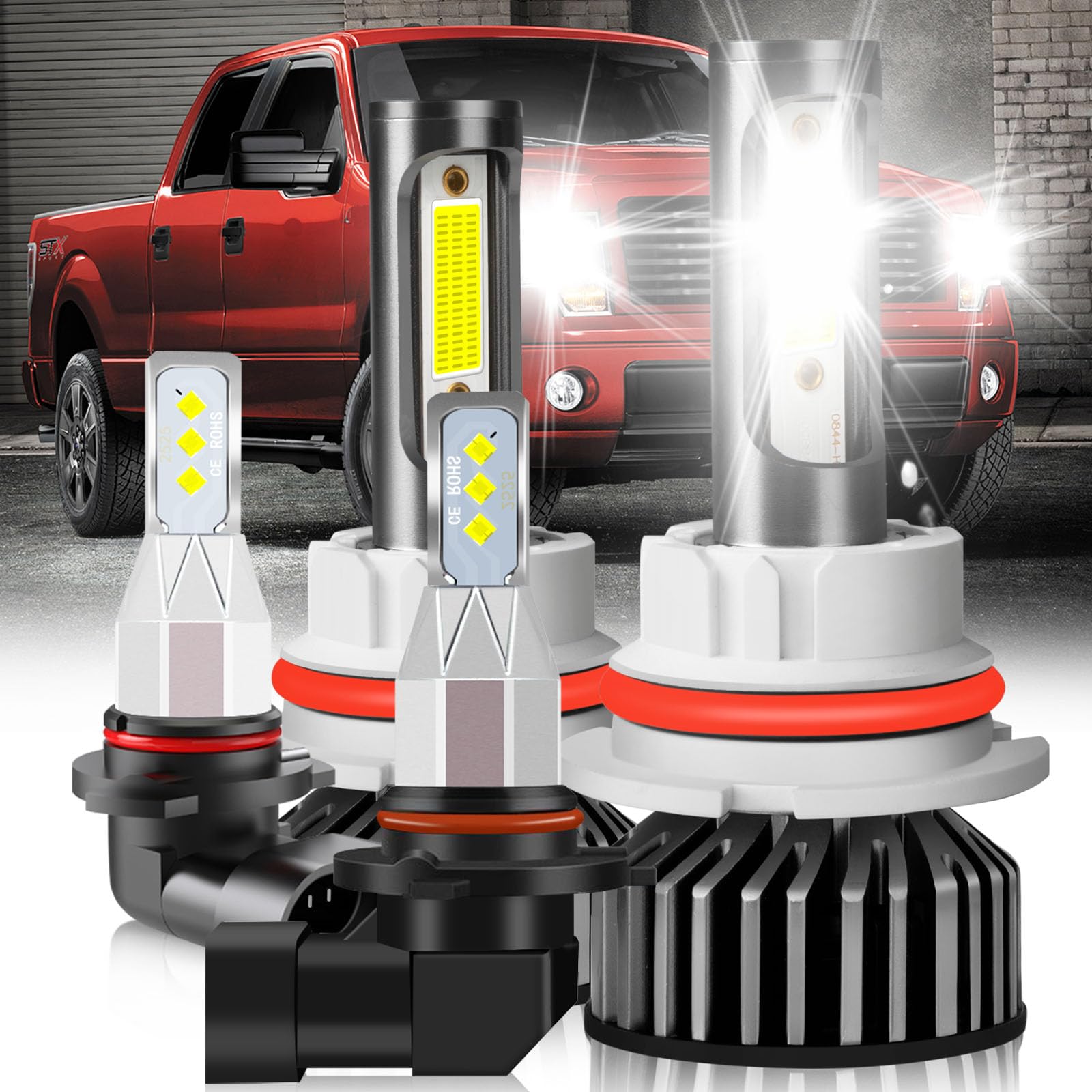 Photo 1 of HOEDUI Fit For Ford F250 F350/450/550 Super Duty 1999-2004 lights with Fan, 800% Super Bright Hi Lo Beam Light Bulbs and fog lights, Plug and Play, 6500K Cool White 36000LM, Pack of 4