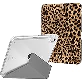 Ouinice for iPad Air 11 Inch M3 (2025)/ M2 (2024) Case, Slim iPad Air 5th/4th Generation 10.9-inch Case Cheetah, Trifold Portrait Stand, Protective Clear Cover with Pencil Holder, Brown Leopard