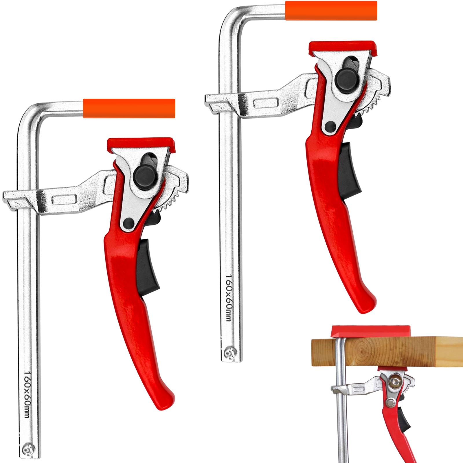Set of 2 Guide Rail Lever Clamp 160 x 60 mm - Robust and Durable Construction, Adjustable Clamping Force, Ideal for Secure Clamping of Workpieces in Various Applications
