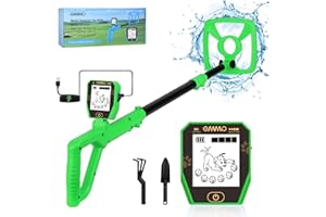 OMMO Metal Detector, Rechargeable Built-in Battery Kids Metal Detector with Funny LCD Display, Adjustable Metal Detectors for Kids with Waterproof Search Coil USB Cable for Detecting Treasure
