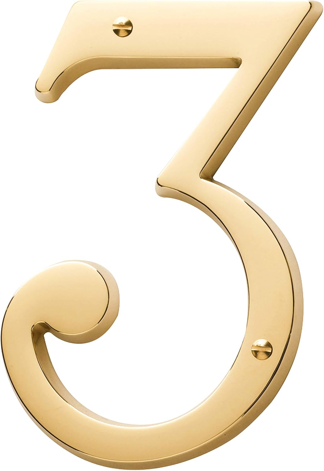 Baldwin Estate 90673.003.CD Solid Brass Traditional House Number Three in Polished Brass, 4.75"