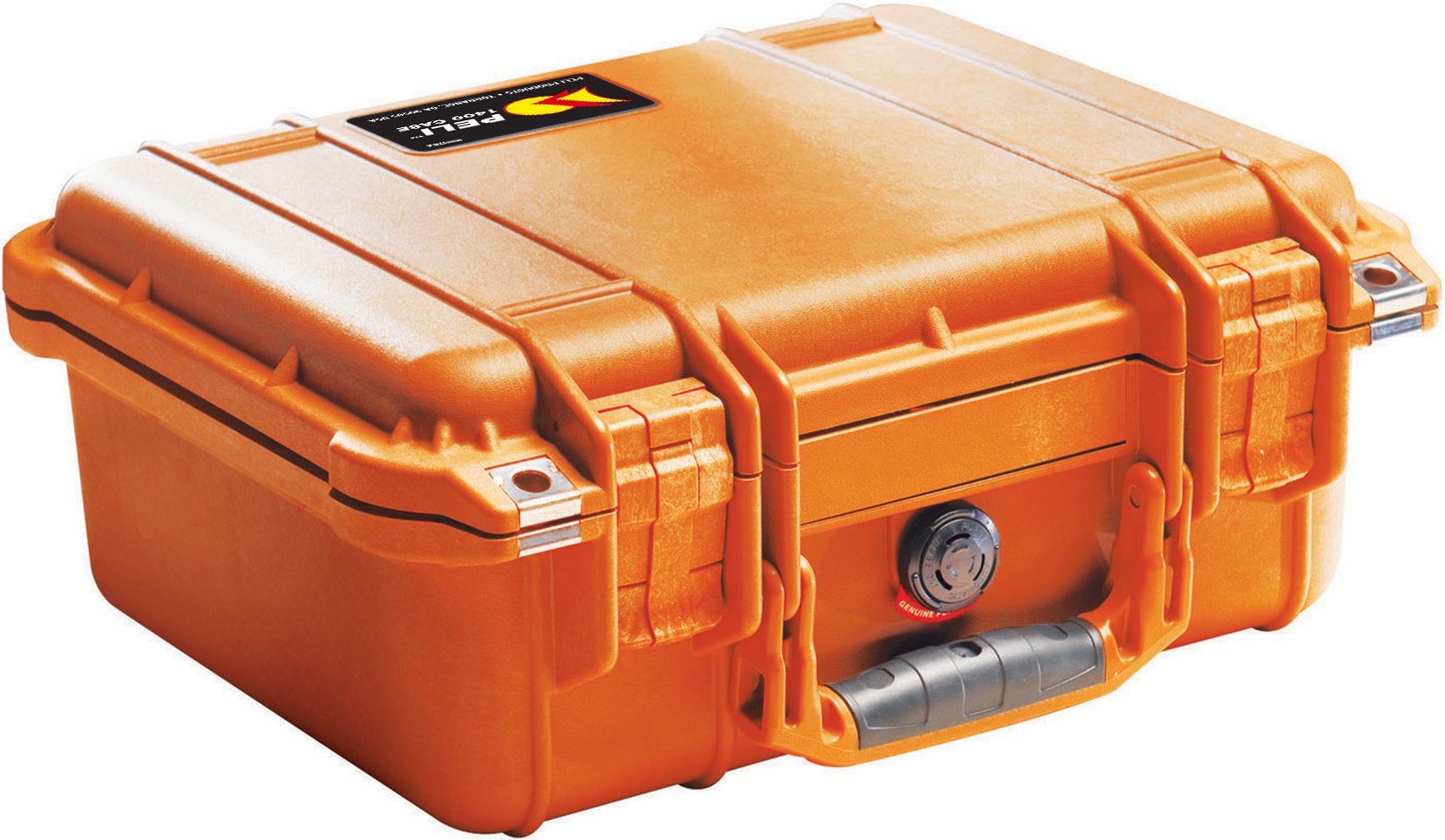 PELI 1400 Waterproof Protector Case for Fragile Instruments, IP67 Water- and Dustproof, 19L Capacity, Made in Germany, No Foam, Orange — image 1