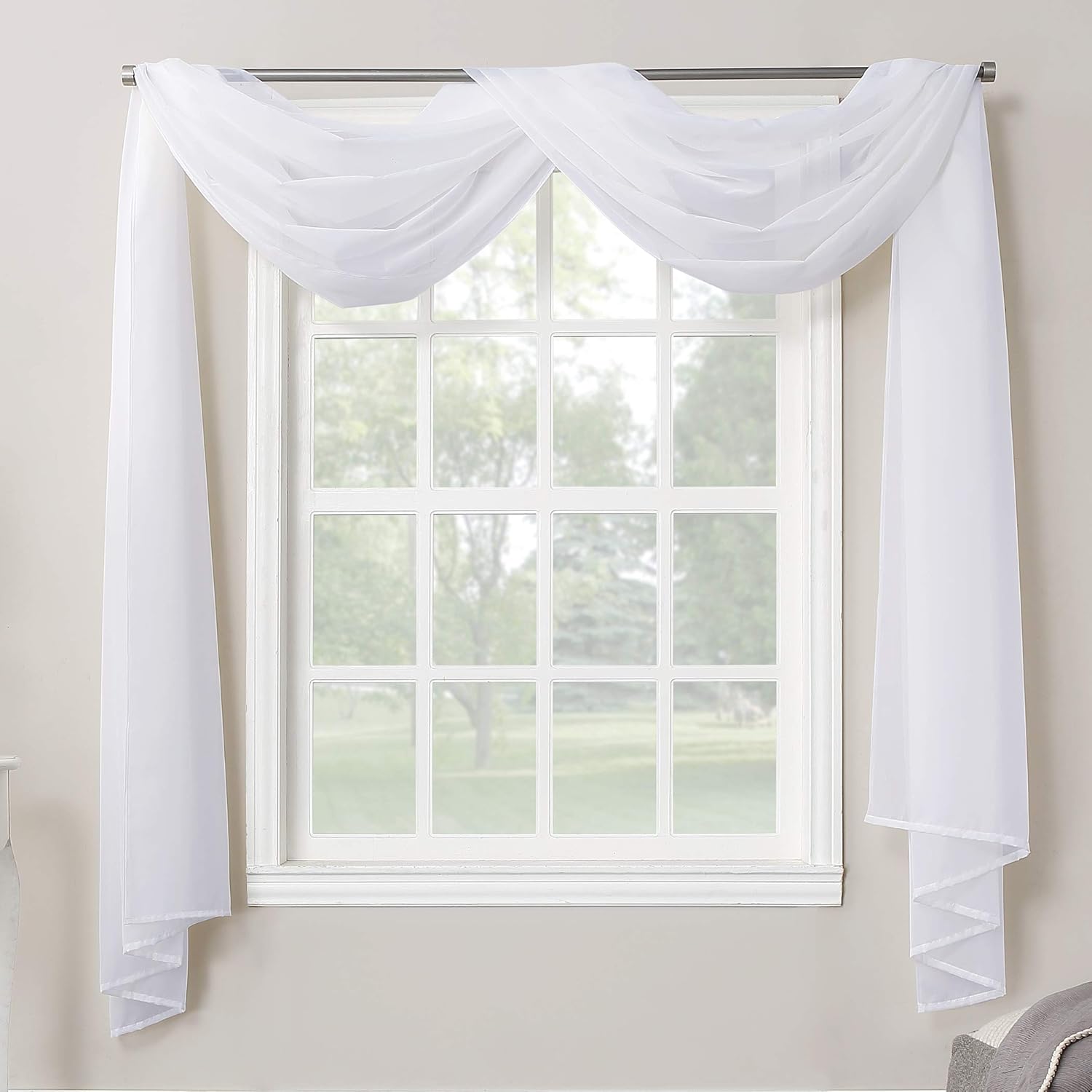 918 Emily Sheer Voile Single Curtain Door Panel With Tie Back