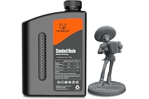 TECBEARS 3D Printer Resin 2KG,405nm UV Curing Standard Resin, Fast Curing 3D Printing Liquid Photopolymer Resin for LCD DLP SLA 3D Printers,Low Shrinkage, High Precision, 2000g, Dark Grey