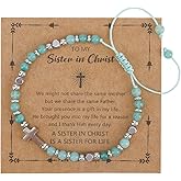 Natural Stone Bracelet, Dainty Adjustable Natural Cross Crystal Beaded Bead Jesus Christian Religious Bracelet Stylish Inspirational Jewelry Gifts Suitable for Women