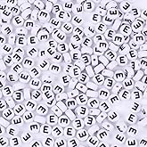 300Pcs Letter E Beads for Bracelets,4x7 mm White Bulk Round Acrylic Alphabet Beads for Jewelry Making DIY Decoration Accessories Stuff