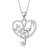 HELORET Music Jewelry Music Necklace Guitar/Headphone/Music Note Pendant Necklace for Women Gifts for Music Lover