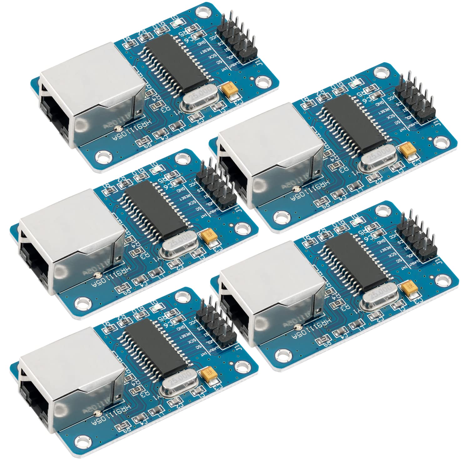 AZDelivery 5 x ENC28J60 Ethernet Shield LAN Network Module compatible with Arduino Including E-Book!