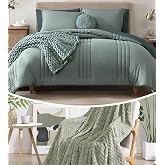 Monbix 7 Piece Comforter Sets and Fleece Throw Blanket Bundle