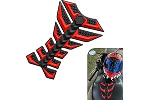 MOXRUQ 3D Motorcycle Tank Pad, Self-Adhesive Waterproof Rubber Fishbone Gas Tank Sticker, Scratch-Resistant Fuel Tank Protector Pad, Universal for Most Motorcycles (Red)