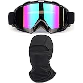 immoono Dirt Bike Motorcycle Goggles with Balaclava Face Cover, Motocross Riding Offroad Glasses for Men Women with Face Mask
