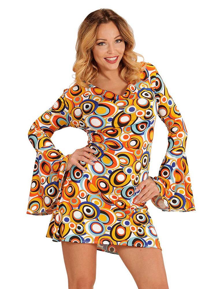 Widmann 08890 Adults Costume 70s Retro Dress Ladies Colourful XXL