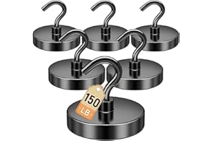 DURMATE Strong Magnetic Hooks, Black Metal Hooks for Hanging, Cruise Essentials, 150lbs Magnetic Hanger, Fridge Magnets for Camper Accessories, Door Decorations, Classroom Essentials, Kitchen