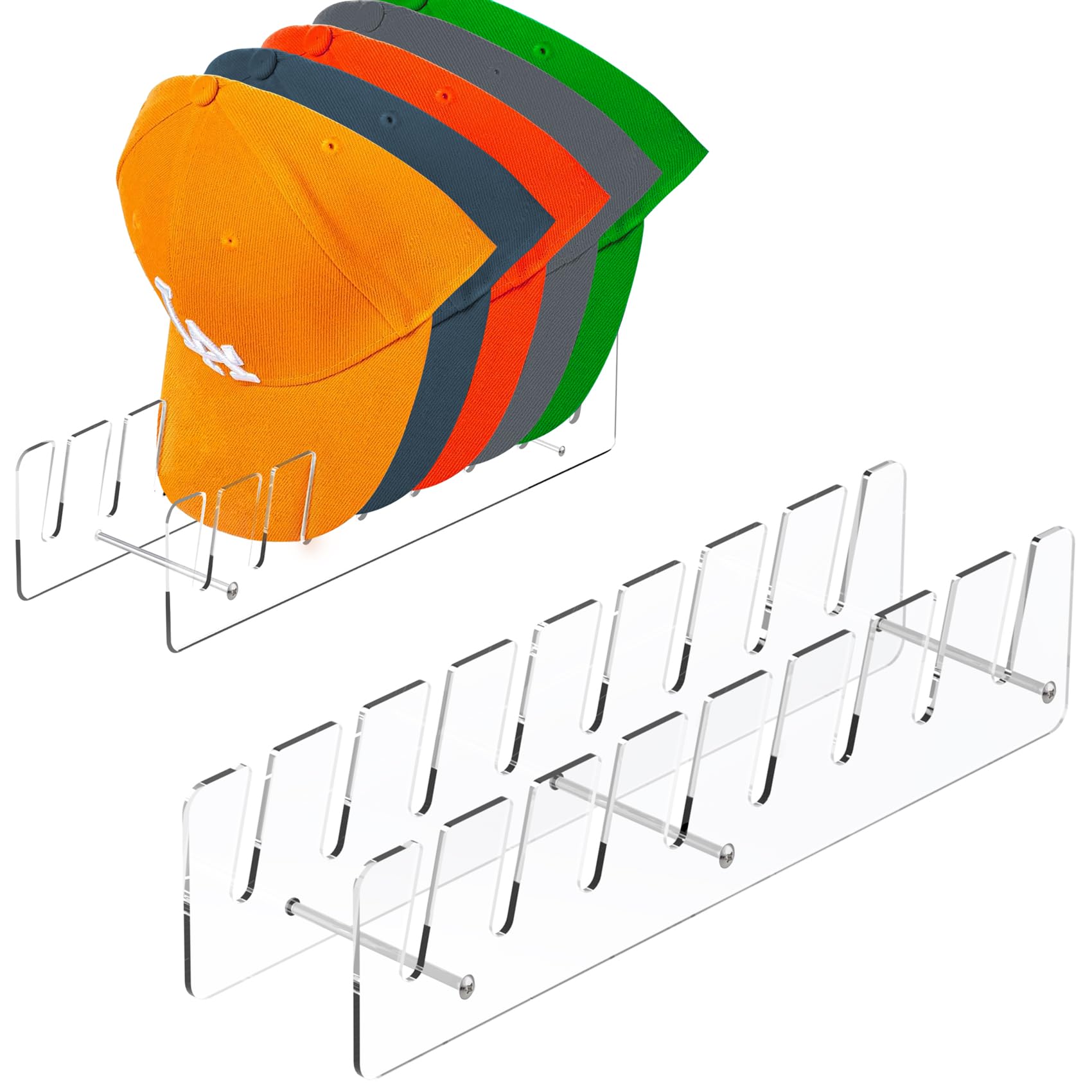 Photo 1 of Hat Stand Organizer for Baseball Caps, Acrylic Hat Holder & Rack, 2PCS Clear Stand for 16 Caps, Ideal for Bedroom, Closet, Dresser, Office and Entrance (2)