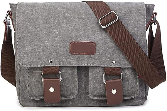 Amazon Morer サッチェルバッグ ショルダーバッグ スクールバッグ ２way バッグ キャンバスバッグ 高校生 大容量 通勤 通学 デート 女性用 男性用 男女兼用 ガール 可愛い 手提げ カジュアル グレー ハンドバッグ