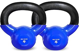 Yes4All Kettlebell, 5 lb Vinyl Coated Cast Iron Kettlebell Set of 2 for Home Gym Exercises, Heavy Weights Gym, Fitness, Full 