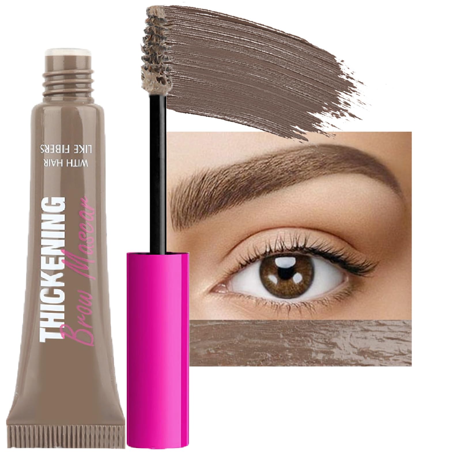 Eyebrow Gel Waterproof Formula Long-Wear Brow Gel, Volumizing, Buildable, Creamy Gel Formula for Brow Colour and Structure Non-Sticky, Non-Flaking and Smudge-Proof Instant Brow Styler (01#Taupe)