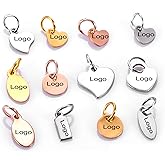50pcs Custom Logo Laser Engraved Tags, Necklace Personalized Logo Brand Tag with Jump Ring, Jewelry Pendant Tag Findings
