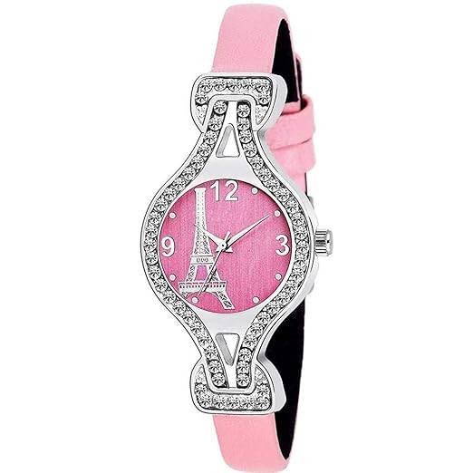 Analogue Bracelet Diamond Studded Watch JVE3006 (Pink)