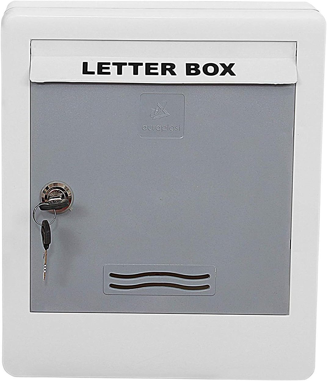 Lepos Plastic Letterbox with 2 Keys in Red and White Colour (305X260X 95 mm)