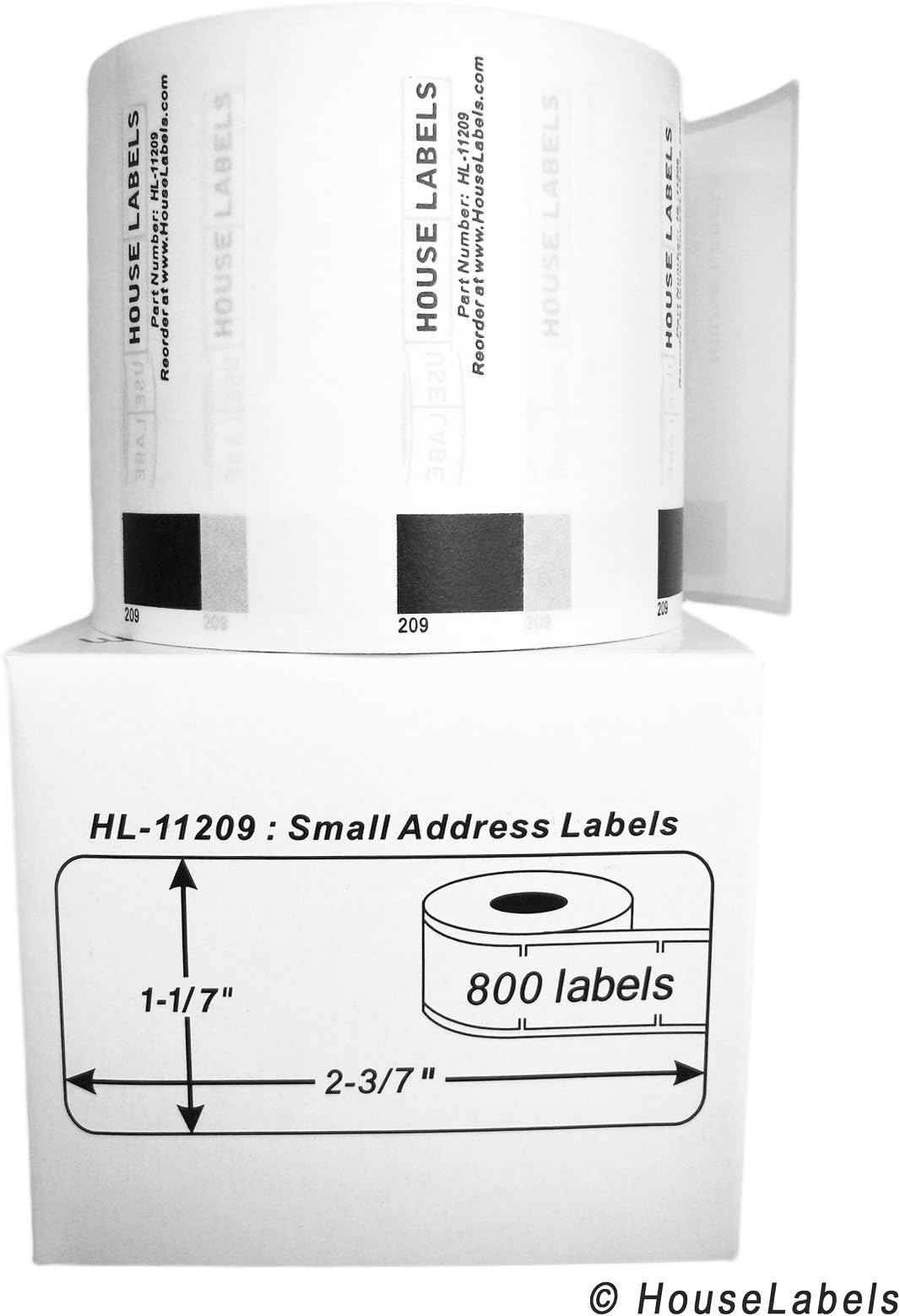 25 Rolls; 800 Labels per Roll of HouseLabels Compatible with Brother DK-1209 Small Address Labels (1-1/7" x 2-3/7"; 29mm62mm) - BPA Free!