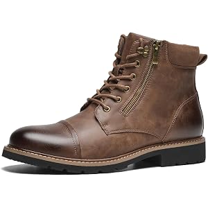 Fortis Tread Chukka Boots for Men, Retro Cap Toe with Non-Slip Rubber Sole | Decorative Outer Side Zipper, Motorcycle-Inspire